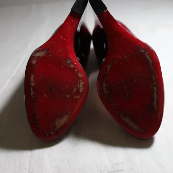 Christian Louboutin Ron Ron Zeppa Patent Leather Candy Apple Red Pumps 39.5 - Picture 4 of 4